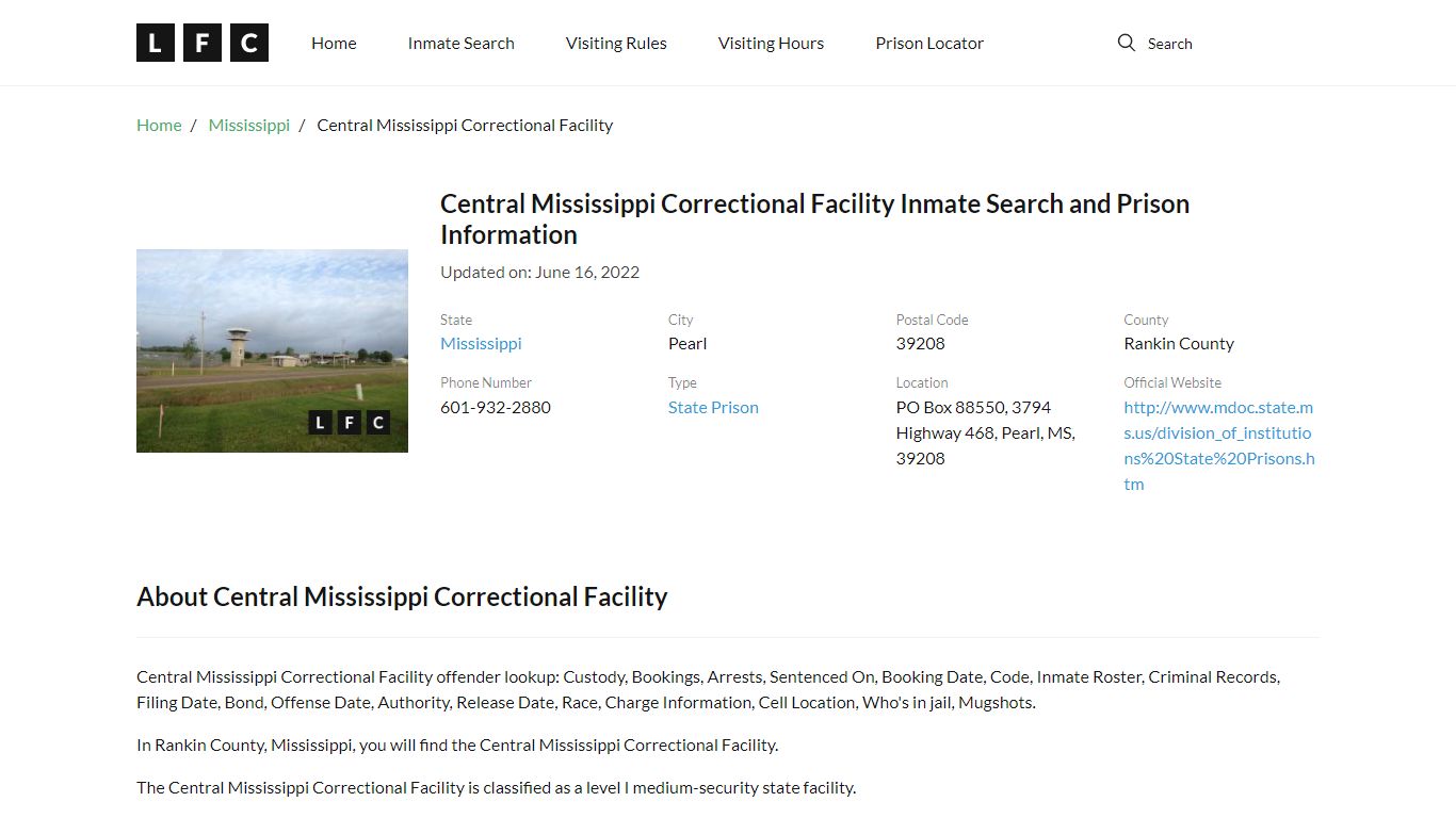 Central Mississippi Correctional Facility Inmate Search ...